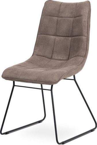 ART Jídelní židle, potah lanýžová látka v dekoru vintage kůže, kovová podnož, matný černý lak DCH-414 LAN3 Art