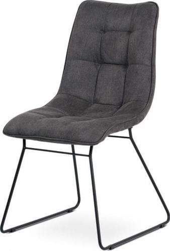 ART Jídelní židle, potah šedá látka v dekoru vintage kůže, kovová podnož, matný černý lak DCH-414 GREY3 Art