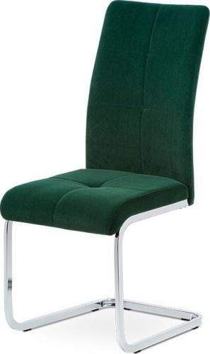 ART Jídelní židle, zelená sametová látka, kovová pohupová chromovaná podnož DCL-440 GRN4 Art
