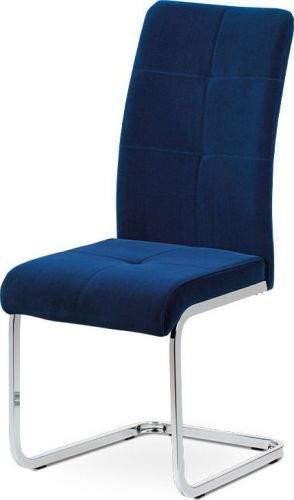 ART Jídelní židle, modrá sametová látka, kovová pohupová chromovaná podnož DCL-440 BLUE4 Art