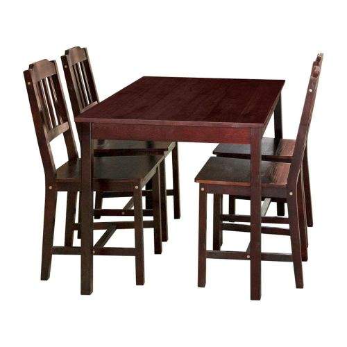 IDEA nábytek Stůl + 4 židle 8849 tmavohnědý lak