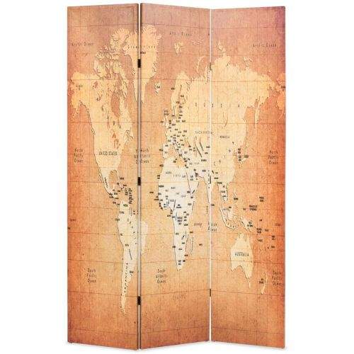 shumee Skládací paraván 120 x 170 cm Mapa světa žlutý