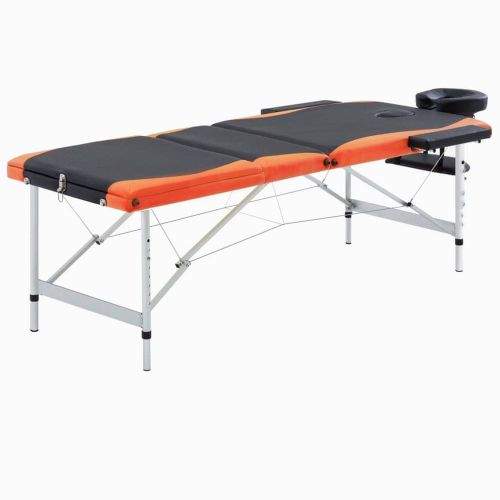 Vidaxl Skládací masážní stůl se 3 zónami hliník černo-oranžový