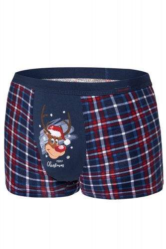 Cornette Pánské boxerky Cornette Merry Christmas Reindeer 007/57 tmavomodrá s