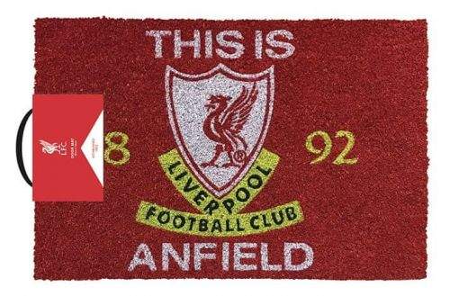 CurePink Rohožka Liverpool FC: This Is Anfield (60 x 40 cm) červená
