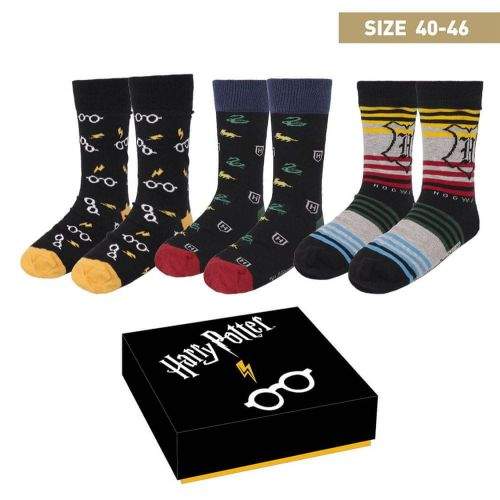 CurePink Pánské ponožky Harry Potter: Set 3 kusů (velikost EU 40-46)
