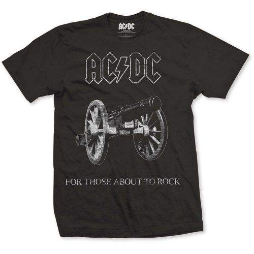 CurePink Pánské tričko AC/DC: About To Rock (M) černé bavlna