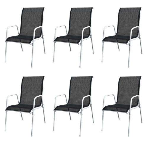 shumee Stohovatelné zahradní židle 6 ks ocel a textilen černé