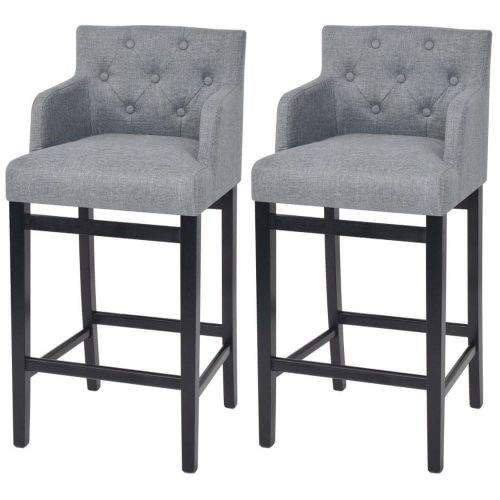 shumee Barové stoličky 2 ks světle šedé textil