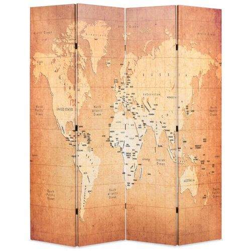shumee Skládací paraván 160 x 170 cm Mapa světa žlutý