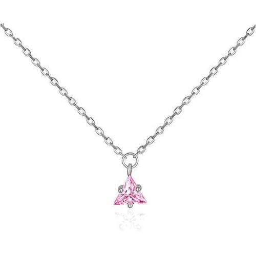 JVD Stříbrný náhrdelník s růžovým zirkonem SVLN0362SH2R242 stříbro 925/1000