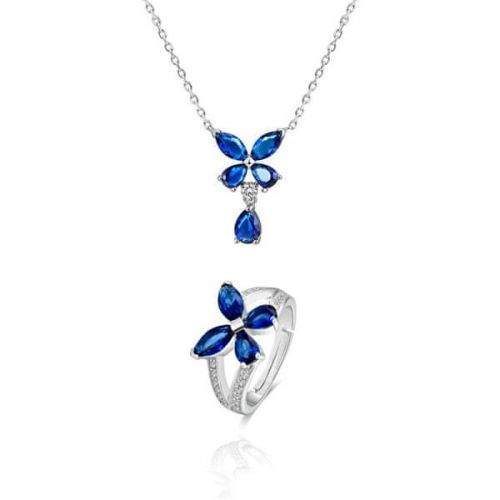 Beneto Stříbrná souprava šperků s květinovým designem AGSET283 (náhrdelník, prsten) stříbro 925/1000