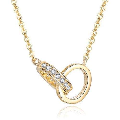 Beneto Pozlacený náhrdelník s propojenými kroužky AGS1229/47-GOLD stříbro 925/1000