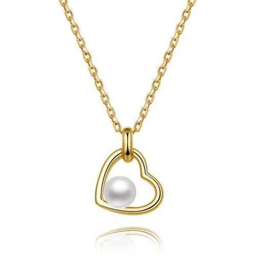Beneto Pozlacený stříbrný náhrdelník s říční perlou AGS1230/47P-GOLD stříbro 925/1000
