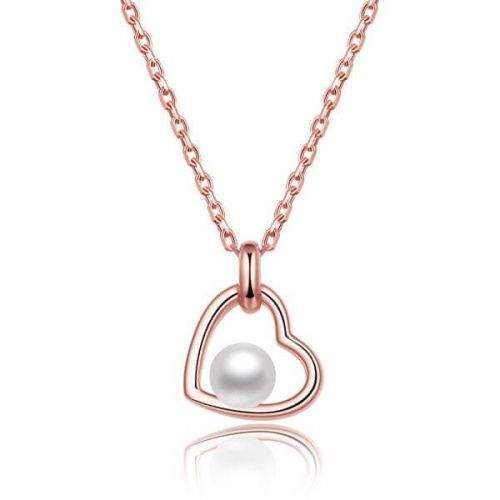 Beneto Pozlacený stříbrný náhrdelník s říční perlou AGS1230/47P-ROSE stříbro 925/1000