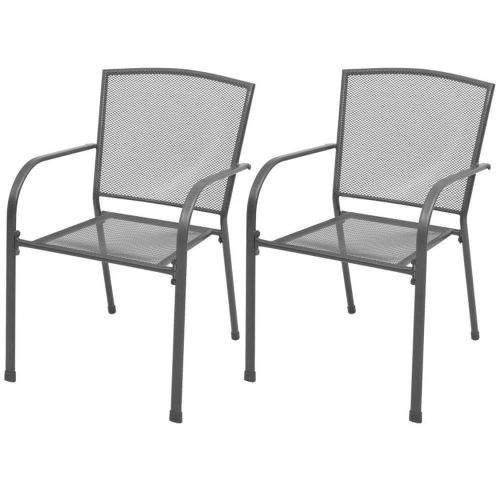 shumee Stohovatelné zahradní židle 2 ks ocelové šedé