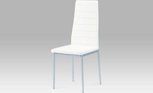 ART Jídelní židle koženka bílá / šedý lak DCL-117 WT Art