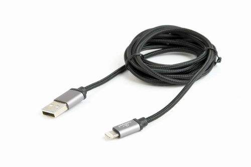 GEMBIRD Kabel CABLEXPERT USB 2.0 Lightning (IP5 a vyšší) nabíjecí a synchronizační kabel, opletený, 1,8m, černý, blister