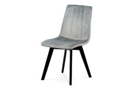 Autronic Jídelní židle, stříbrná sametová látka, masivní bukové nohy, černý matný lak - CT-617 SIL4