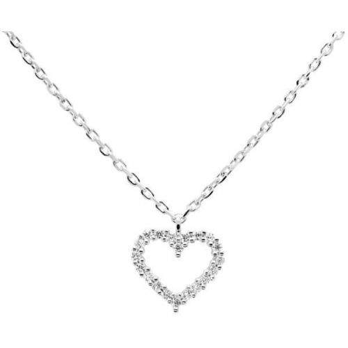 PD Paola Něžný stříbrný náhrdelník se srdíčkem White Heart Silver CO02-220-U (řetízek, přívěsek) stříbro 925/1000
