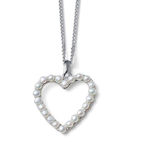 Oliver Weber Romantický stříbrný náhrdelník Srdce z perel Dive Pearl 61172 (řetízek, přívěsek) stříbro 925/1000