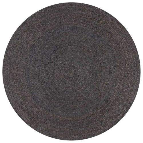 shumee Ručně vyrobený koberec z juty kulatý 90 cm tmavě šedý