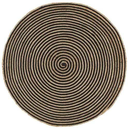 shumee Ručně vyrobený koberec z juty spirálový design černý 90 cm