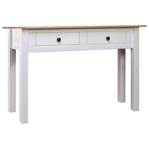 shumee Konferenční stolek bílý 110x40x72 cm masivní borovice Panama