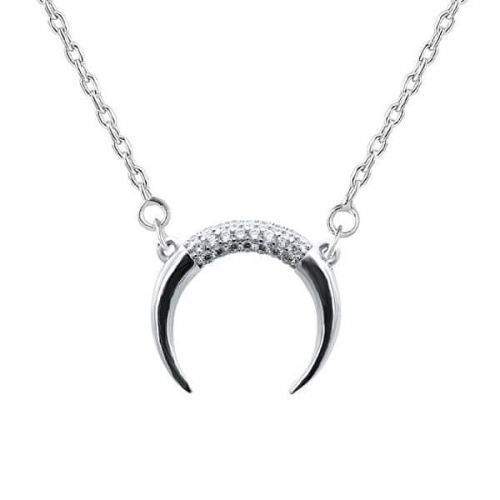 Beneto Minimalistický stříbrný náhrdelník půlměsíc AGS650/47 stříbro 925/1000
