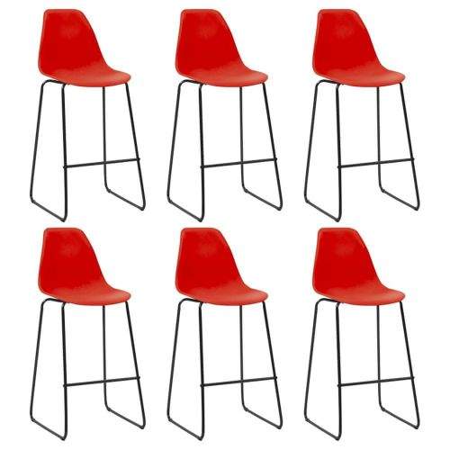 shumee Barové židle 6 ks červené plast