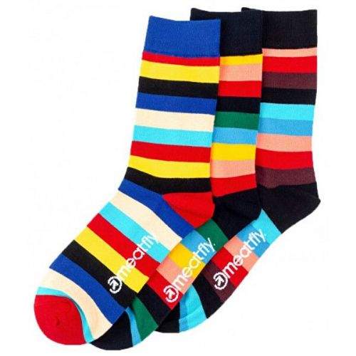 MEATFLY 3 PACK - ponožky Regular Stripe socks S19 Multipack (Velikost 39-42)
