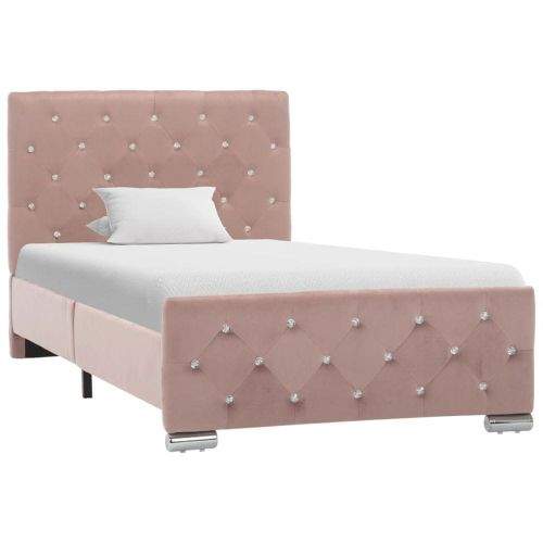 shumee Rám postele růžový textil 90 x 200 cm