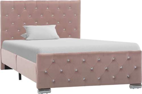 shumee Rám postele růžový textil 100 x 200 cm