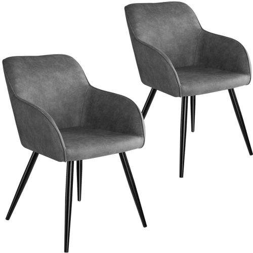 tectake 2 Židle Marilyn Stoff - šedo - černá