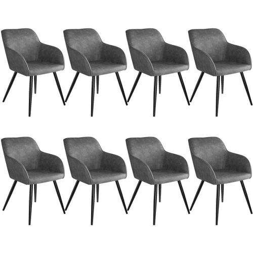 tectake 8 Židle Marilyn Stoff - šedo - černá