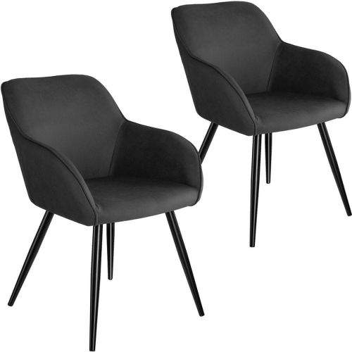 tectake 2 Židle Marilyn Stoff - antracit-černá