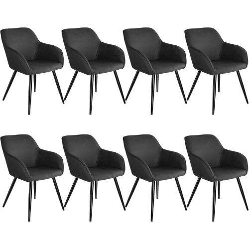 tectake 8 Židle Marilyn Stoff - antracit-černá