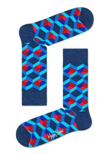 Happy Socks unisex ponožky Optic Squre Sock OSQ01-6300 36 - 40 modrá