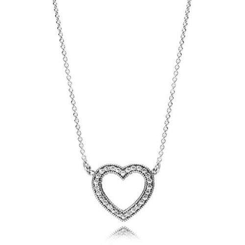 Pandora Stříbrný náhrdelník Milující srdce 590534CZ-45 stříbro 925/1000