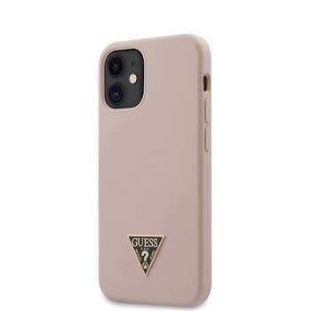 Guess GUHCP12SLSTMLP Guess Silicone Metal Triangle Zadní Kryt pro iPhone 12 mini 5.4 Light Pink