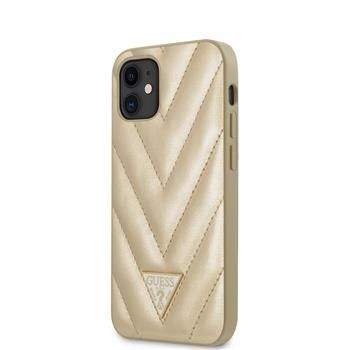 Guess GUHCP12SPUVQTMLBE Guess V Quilted Zadní Kryt pro iPhone 12 mini 5.4 Gold