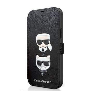 Karl Lagerfeld KLFLBKP12LSAKICKCBK Karl Lagerfeld Saffiano K&C Heads Book Pouzdro pro iPhone 12 Pro Max 6.7 Black