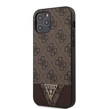 Guess GUHCP12MPU4GHBR Guess 4G Triangle Zadní Kryt pro iPhone 12/12 Pro 6.1 Brown