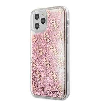 Guess GUHCP12MLG4GSPG Guess 4G Liquid Glitter Zadní Kryt pro iPhone 12/12 Pro 6.1 Pink