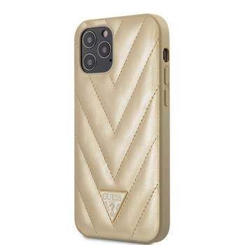 Guess GUHCP12MPUVQTMLBE Guess V Quilted Zadní Kryt pro iPhone 12/12 Pro 6.1 Gold