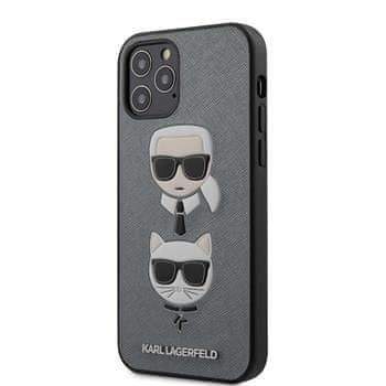Karl Lagerfeld KLHCP12MSAKICKCSL Karl Lagerfeld Saffiano K&C Heads Kryt pro iPhone 12/12 Pro 6.1 Silver