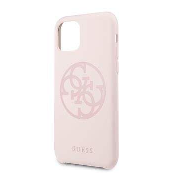 Guess GUHCN61LS4GLP Guess 4G Silicone Tone Zadní Kryt pro iPhone 11 Light Pink