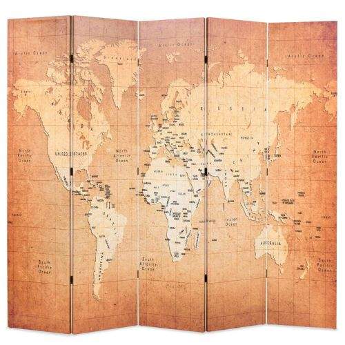 shumee Skládací paraván 200 x 170 cm Mapa světa žlutý
