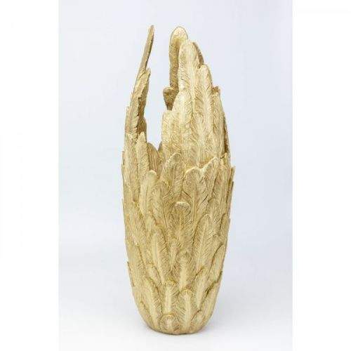 KARE Vysoká zlatá váza s rytinou Feathers Gold 91cm