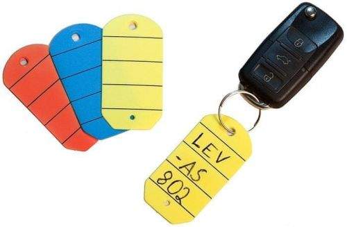 Serwo Klíčenky - visačky na klíče se štítkem a závěsným kroužkem, žluté, balení 200 ks